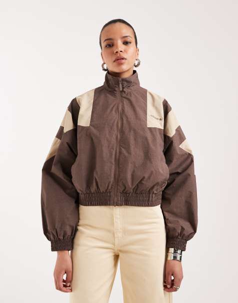 adidas Originals blocked track top in brown - view 1