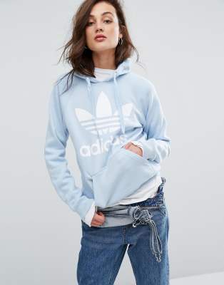 Blue on sale trefoil hoodie