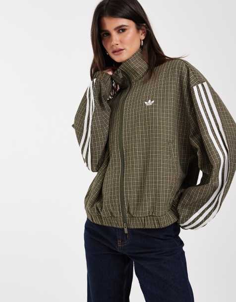adidas Originals bluza dresowa w kratę khaki - view 1