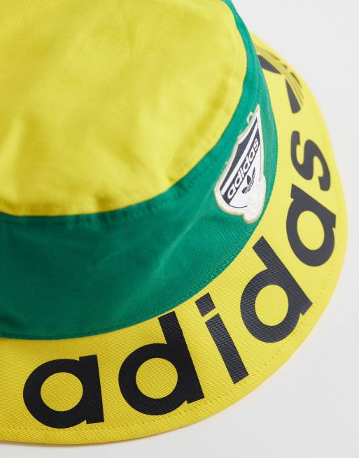 adidas Originals - Bob à logo - Vert et jaune, 2 de 3
