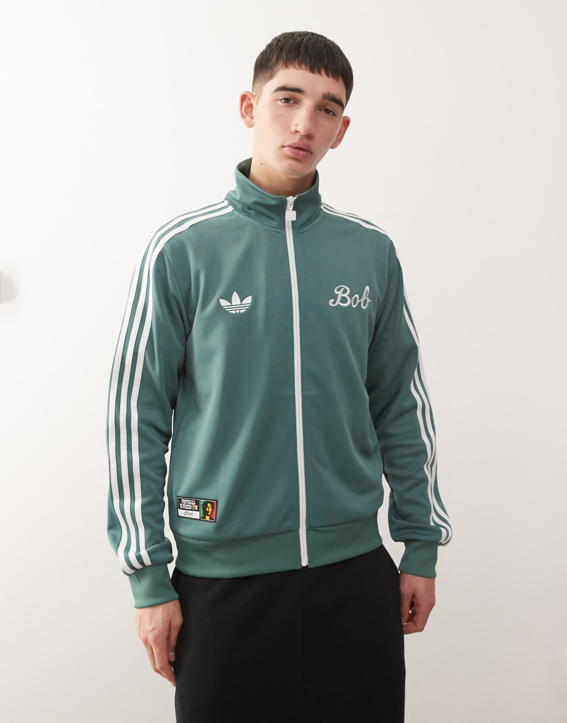 adidas originals bob marley track jacket in khaki green