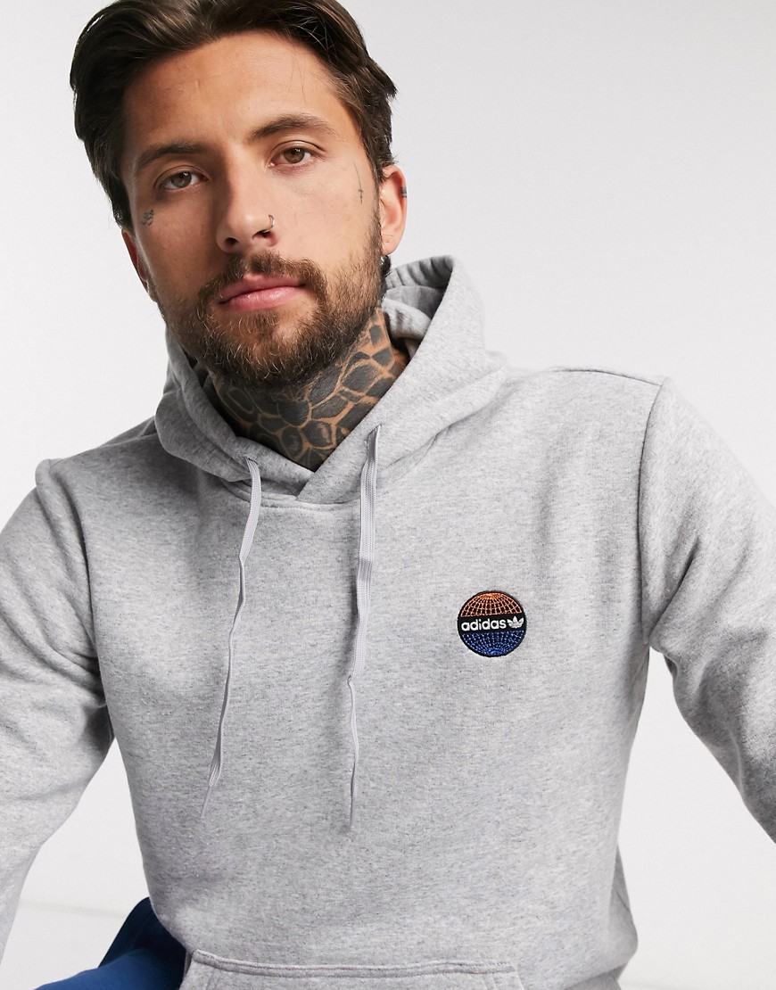 Adidas Originals bodega hoodie with embroidered basketball in grey