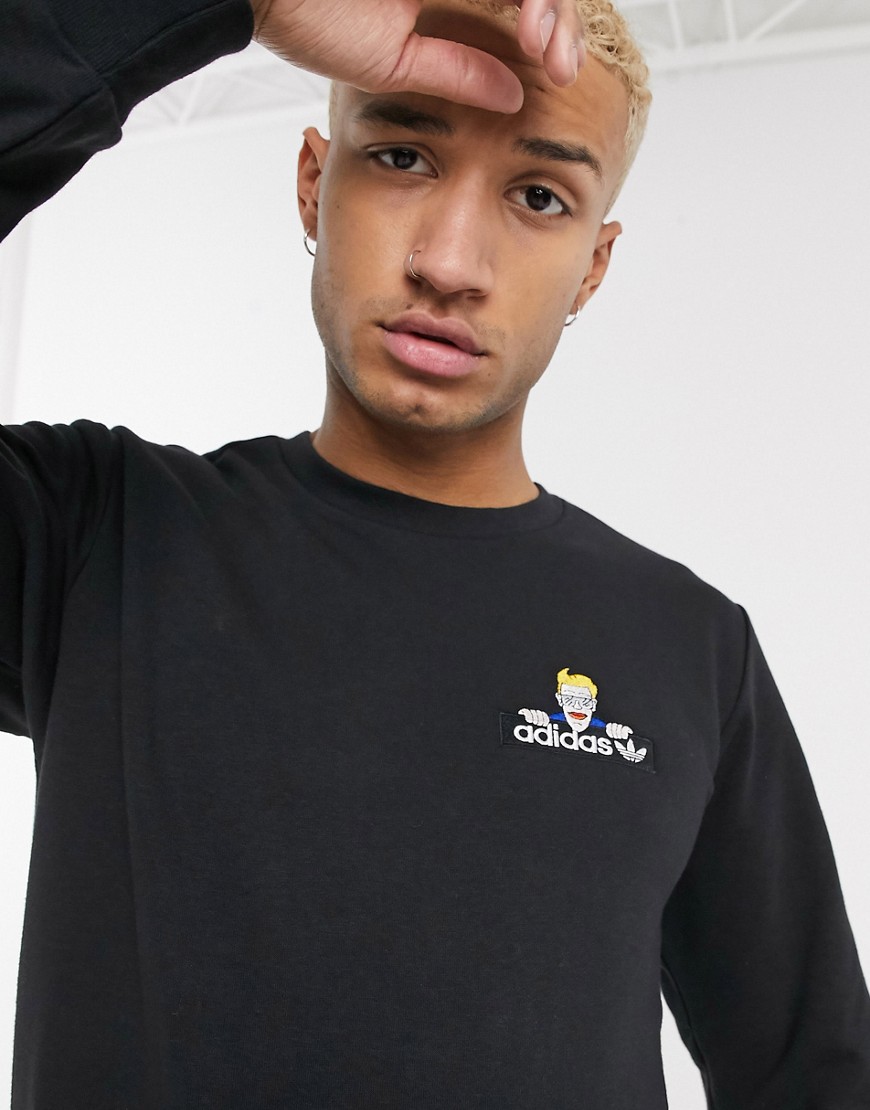 Adidas Originals bodega sweatshirt with embroidered emblem in black