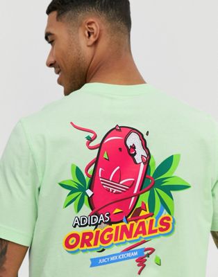 Adidas Originals - Bodega - T-shirt met ijsjesprint op de rug in groen