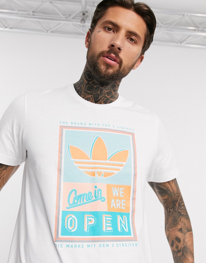 Adidas Originals bodega t-shirt with tongue label print in white