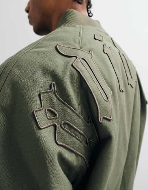adidas Originals bomber jacket in dark khaki, 3 of 5