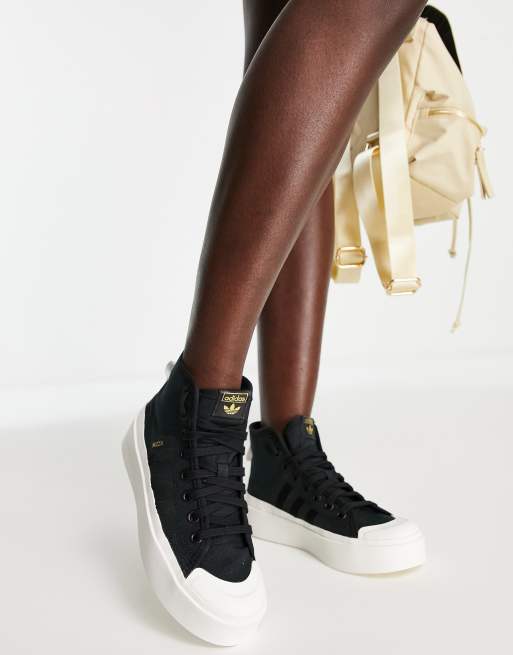 adidas Originals – Bonega Nizza – Czarne buty sportowe na średniej platformie
