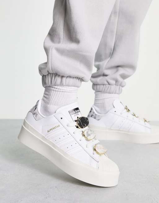 Adidas white 2024 lace sneakers