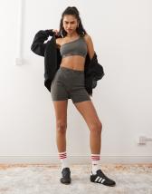 adidas Originals Adilenium denim capri shorts in lime wash