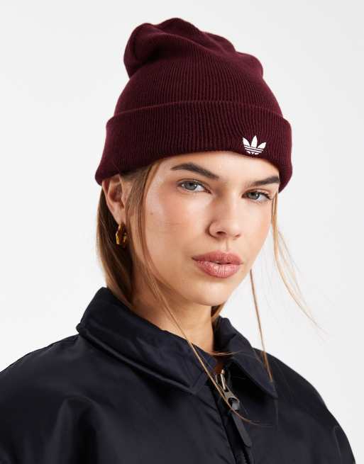 adidas Originals – Bordowa czapka beanie z logo Trefoil