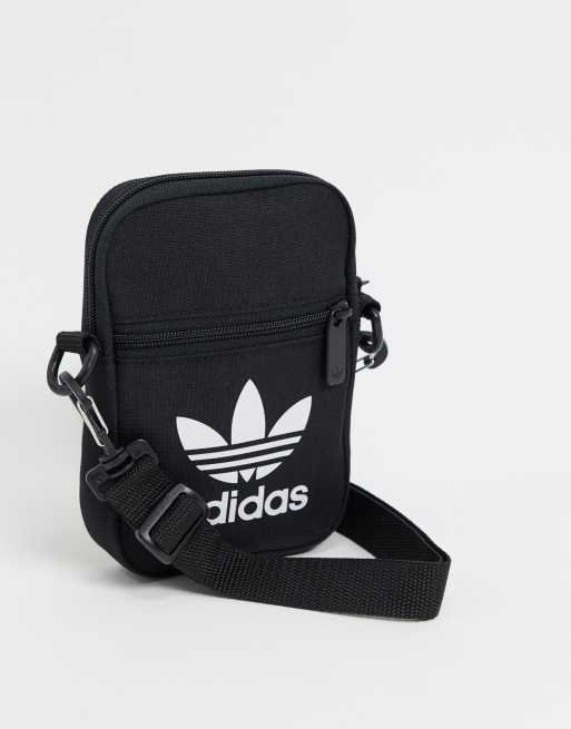 adidas Originals - Borsa a tracolla nera con ampio logo