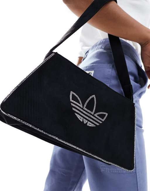adidas Originals - Borsa da spalla nera con strass, 4 di 4