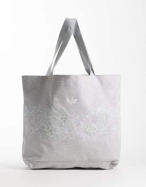 adidas Originals - Borsa shopping grigia con fiori ricamati - view 1