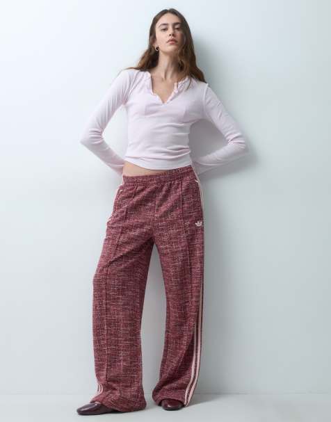 adidas Originals  Boucle Vintage track pants in off white and pink - view 1
