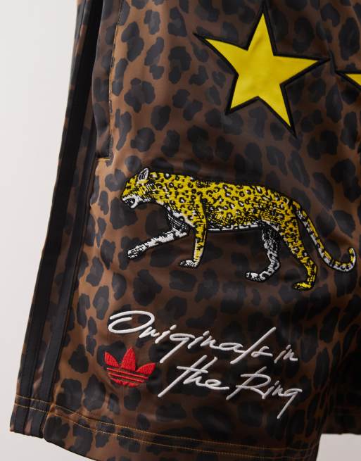 【adidas】Originals ボクシング ショーツ leopard ブラック Adidas Originals In The Ring Satin Leopard Boxing Style