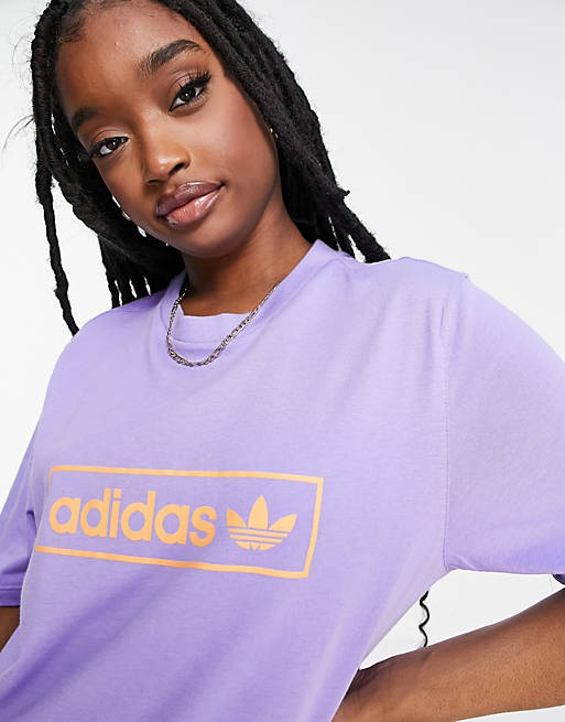 adidas Originals boyfriend fit logo t-shirt in purple | ASOS