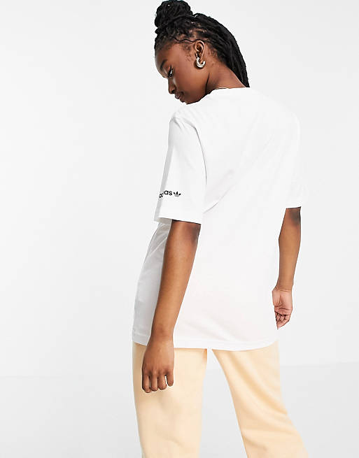 adidas Originals boyfriend fit retro graphic print t-shirt in white