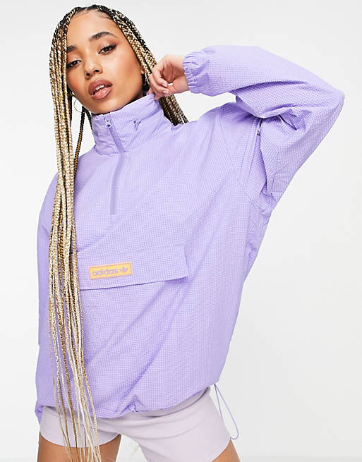 adidas Originals boyfriend quarter zip jacket in purple