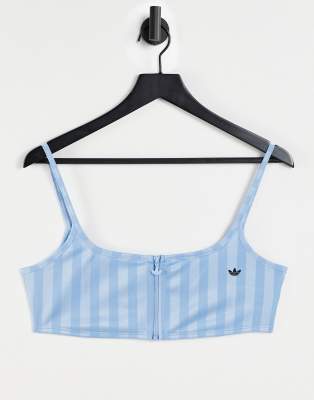 adidas Originals zip through bralette in blue  - ASOS Price Checker