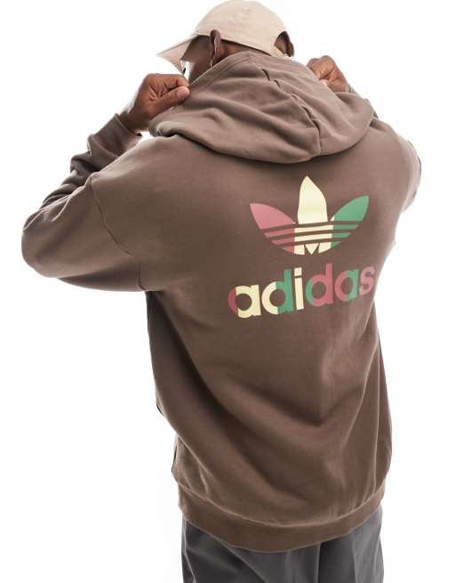 adidas Originals – Brązowa bluza z kapturem w koszykarskim stylu