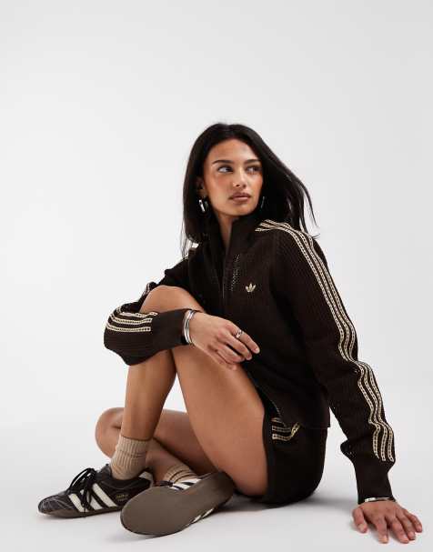 adidas Originals – Brązowa szydełkowana bluza od dresu - view 1