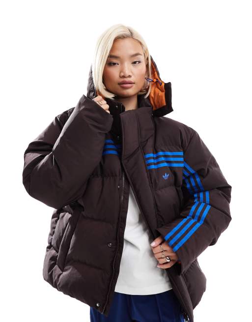 adidas Originals – Brązowy płaszcz ocieplany premium w stylu lat 70.