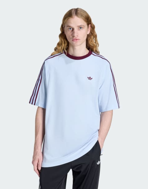 adidas Originals - Britcore - T-shirt a maniche corte blu celeste con bordi a contrasto - view 1