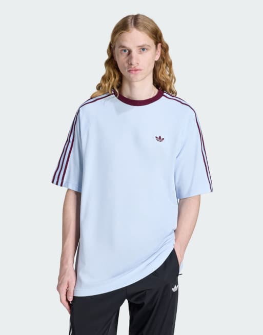 adidas Originals - Britcore - T-shirt a maniche corte blu celeste con bordi a contrasto