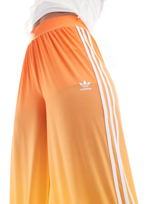 adidas Originals Broek met wijde pijpen van mesh in oranje met kleurverloop