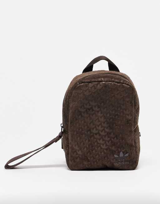 adidas Originals – Brun liten ryggsäck med treklöver