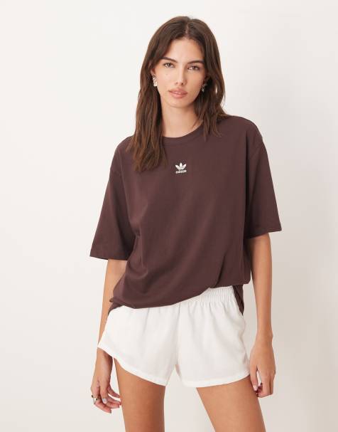 adidas Originals – Brun t-shirt i boyfriend-modell - view 1