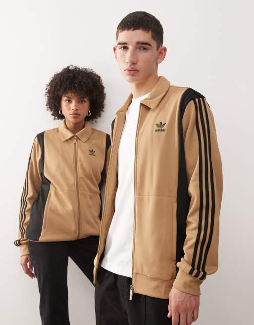 adidas Originals - Brun vævet træningsjakke med sorte detaljer