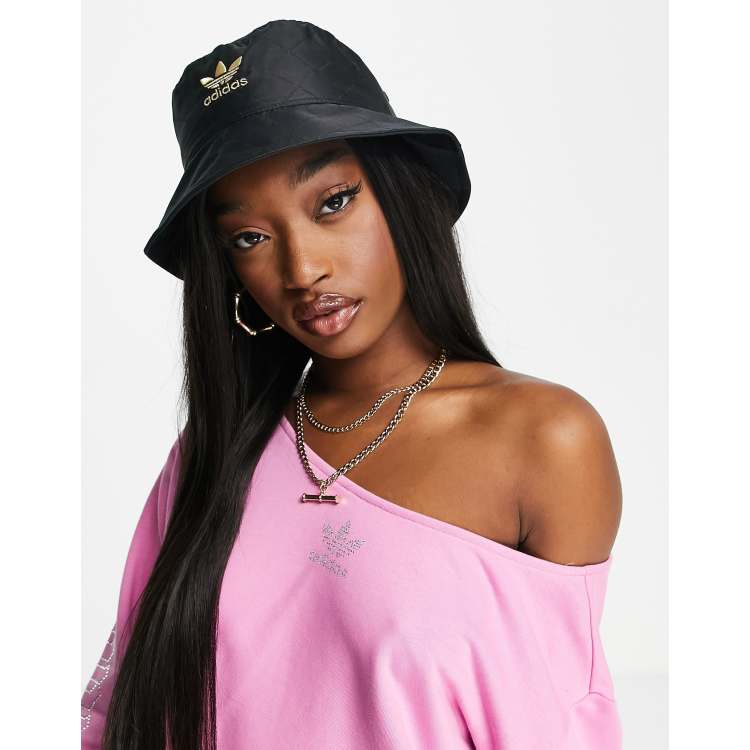 Shop Adidas Originals Trefoil Monogram Bucket Hat GB7949 black