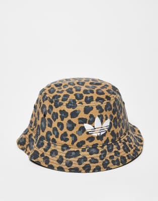 adidas Originals adidas Originals bucket hat in washed leopard-Brown