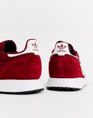 adidas originals burgundy and white forest grove trainers