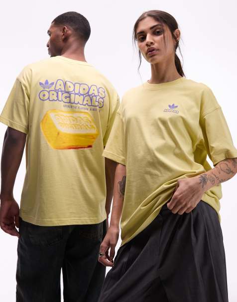 adidas Originals butter graphic t-shirt in yellow