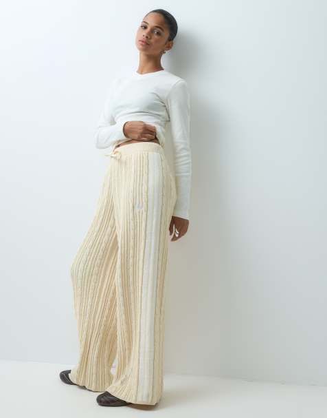 adidas Originals Cable Knit Firebird track pant in off white  - view 1