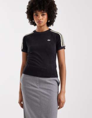 adidas Originals - Cali - T-Shirt aus Frottee in Schwarz