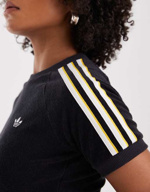 adidas Originals – Cali – T-Shirt aus Frottee in Schwarz, 3 von 4