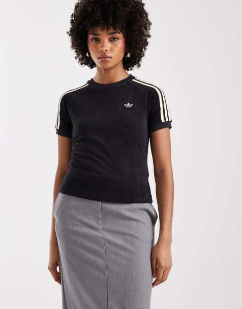 adidas Originals - Cali - T-shirt van badstof in zwart - view 1