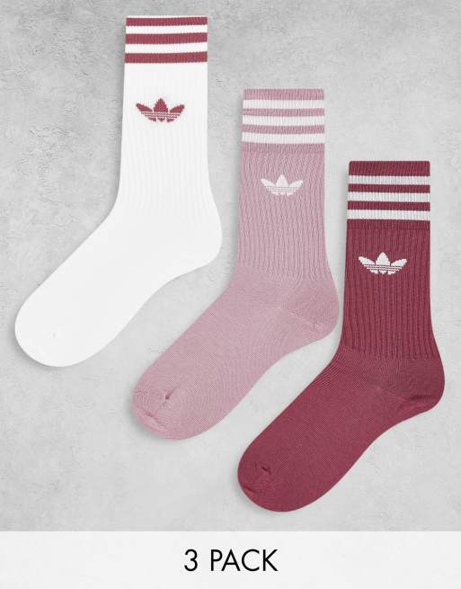 adidas Originals - Calzini con trifoglio e tre strisce rosa