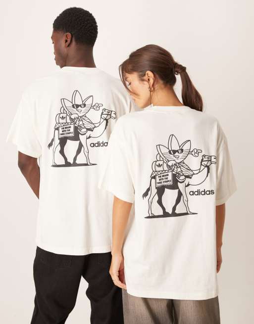 adidas Originals camel graphic t-shirt in off white | ASOS