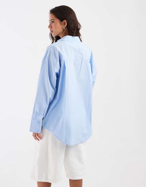adidas Originals camicia a maniche lunghe azzurro chiaro, 4 di 4