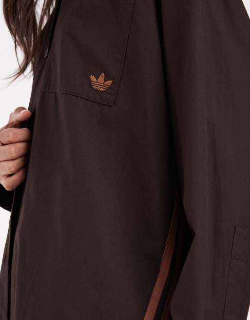 adidas Originals camicia a maniche lunghe marrone, 3 di 4