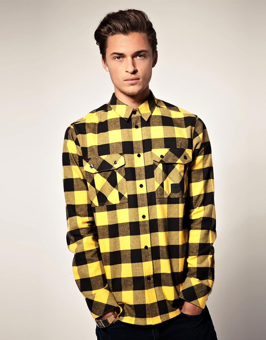 Adidas Originals - Camicia a quadri con tasche-Giallo