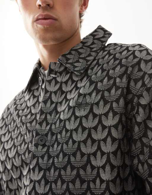 adidas Originals - Camicia di jeans nera con monogrammi, 5 di 5