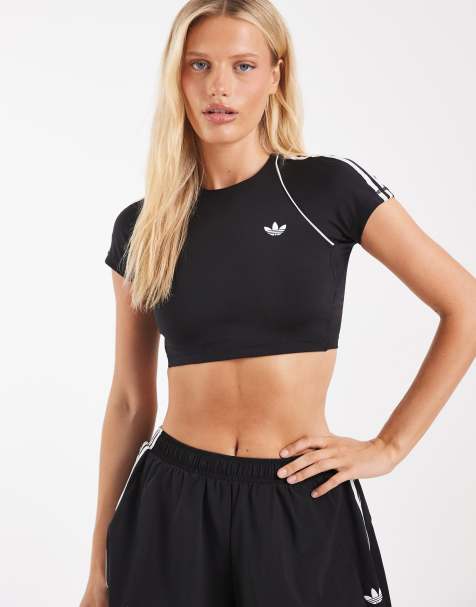 adidas Originals - camiseta cropped Sport Superstar en negro - view 1