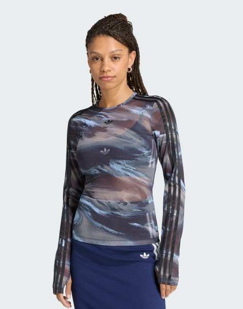 adidas Originals - camiseta de malla gráfica en olive strata / aurora coffee - view 1