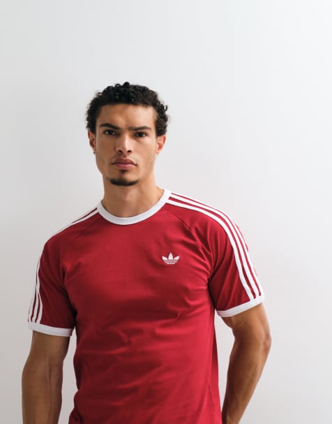 adidas Originals - camiseta de tres rayas en rojo y blanco - view 1