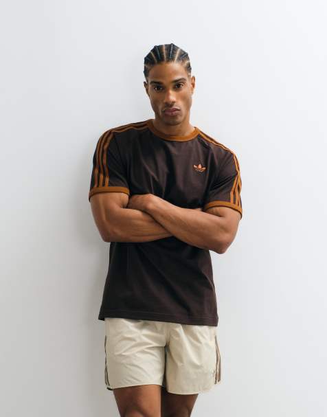 adidas Originals - camiseta de tres rayas marrón - view 1